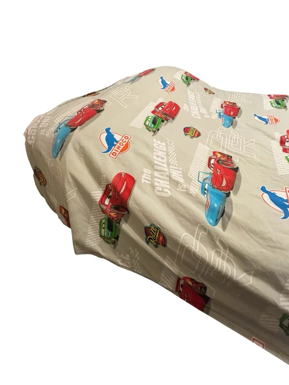 Disney Pixar The World of Cars Full Flat Sheet Light Gray Lightning McQueen